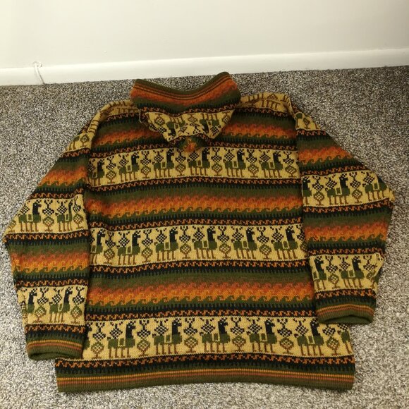 Alpaca Connection Sweater Wool Aztec Southwestern Tribal Hooded Full Zip Sz XL - Picture 4 of 9